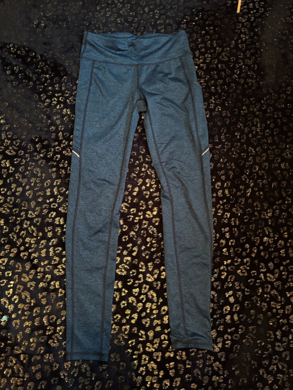 Woman’s' Blue Seam-Detail Active Workout Leggings 3 Pockets
